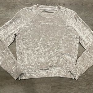 Lululemon Crushed Velvet Long Sleeve Crewneck Size 6 Light Grey